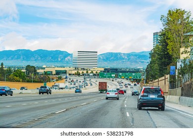 Traffic In 405 Freeway Northbound, California