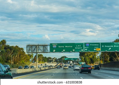 Traffic In 405 Freeway Northbound, California