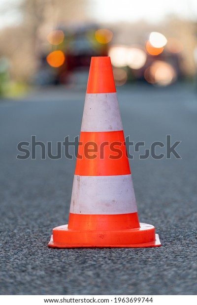 Traffic\
accident, barrier cone at an accident site\
