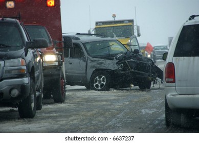 Traffic Accident, On Icy Road,		Idaho Mountain Highway	