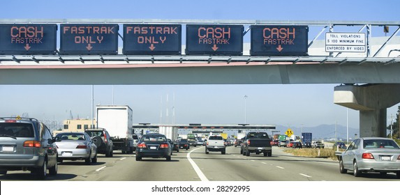 Traffic Approaching Bay Bridge Toll Plaza, San Francisco