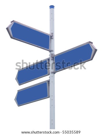 Traffic arrows pointing in several directions, isolated against background