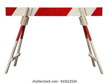 Traffic Barrier Wooden Obstacle On Road