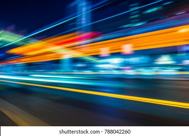 Traffic With Blur Light Through City At Night
