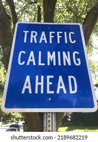 Traffic Calming Ahead Sign Blue