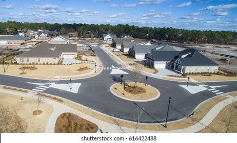 Traffic Circle In A New Subdivision.