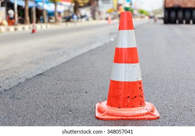 Traffic Cone On Construction Road