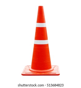 Traffic Cone, Road Sign Isolated On White,Safety Sign Used To Prevent Accidents During Road Construction