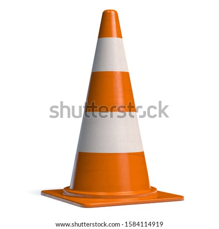 Traffic Cone for Roadworks Caution or Danger Alert. Attention Icon 3D illustration. 