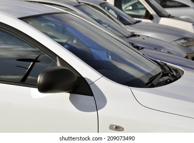 Traffic congestion: View of parked cars in crowded car park