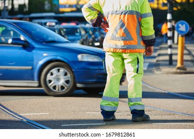 Traffic Control Manager Watching Urban Street Order