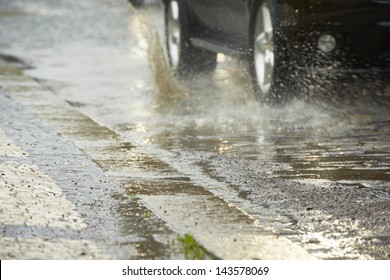 Traffic In The Heavy Rain - Prague