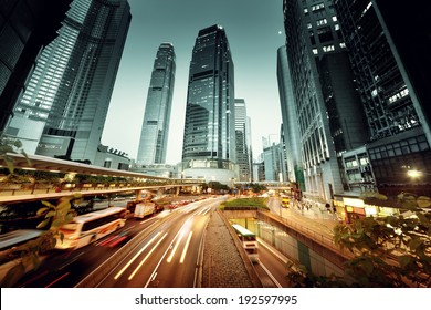traffic in Hong Kong at sunset time  - Shutterstock ID 192597995