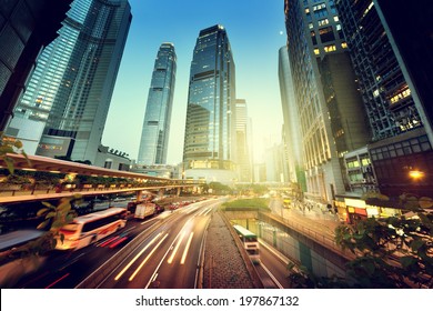 traffic in Hong Kong at sunset time  - Shutterstock ID 197867132