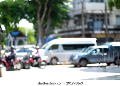 traffic jam with blurred cars in Bangkok