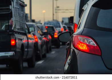 Traffic Jam With A Lot Of Cars On Express Way 