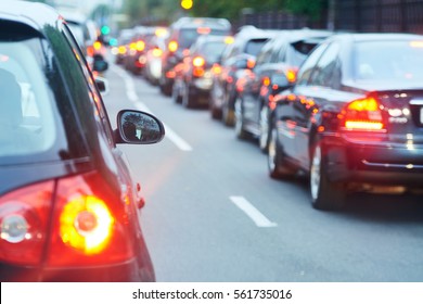 traffic jam in a city street road