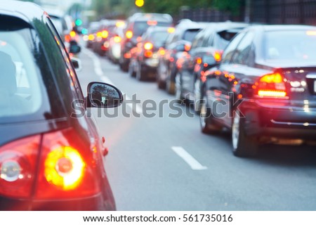 traffic jam in a city street road