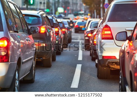 traffic jam or collapse in a city street road