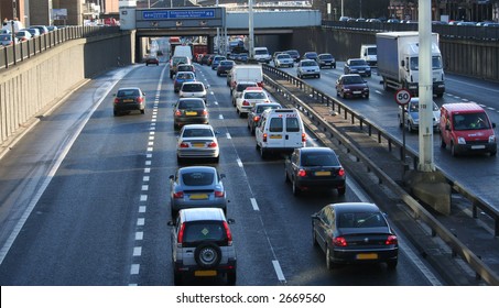 Traffic Jam During Rush Hour, Glasgow, Scotland