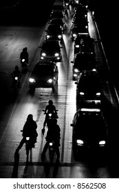 traffic jam at night