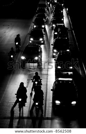 traffic jam at night