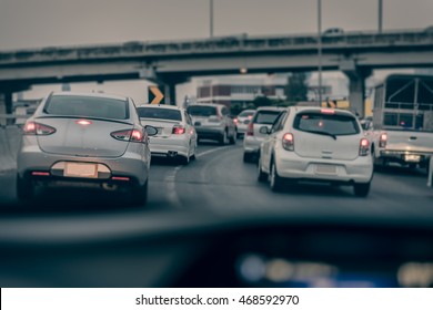 Traffic Jam On Express Way In Rush Hour Before Night