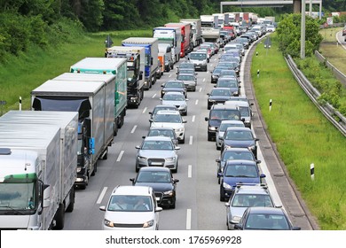 Traffic Jam On German Autobahn