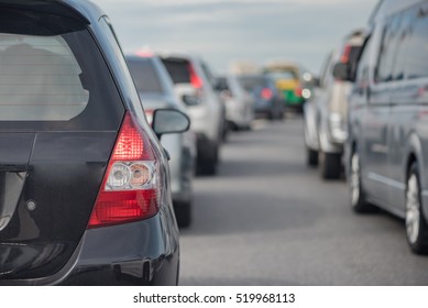 Traffic Jam With Row Of Car On Express Way