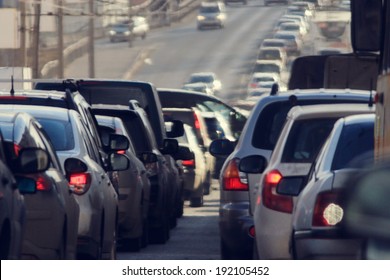 traffic jams in the city, road, rush hour