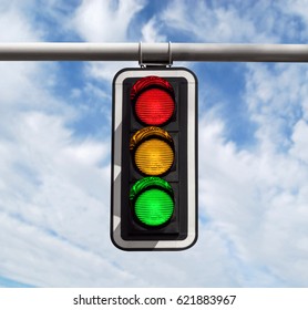 Traffic light against blue sky background with Clipping Path - Shutterstock ID 621883967