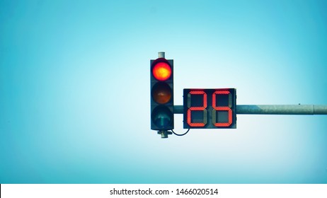 Traffic Light Countdown Timer In Blue Background