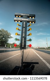 Traffic Light For Drag Racing, Bottom View, Wide Angle, Vertical