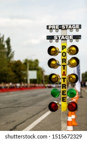 Traffic Light For Drag Racing. Starting System In Drag Racing