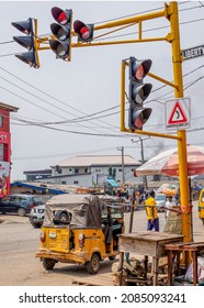 Traffic Light In Ikorodu Town, Lagos State, Nigeria, November 22, 2021