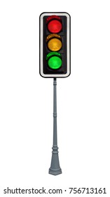 Traffic Light On A Leg Isolated On White