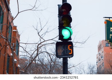 Traffic light in the winter