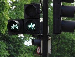 Traffic Lights At A Pedestrian Crossing In Hyde Park