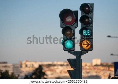 Similar – Image, Stock Photo Traffic light shows red