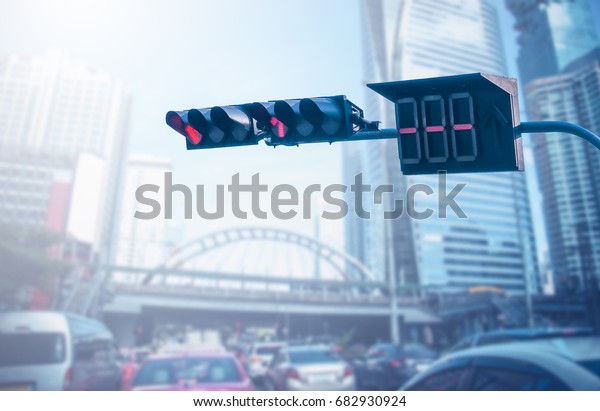 Traffic lights stop over traffic jam in the\
city, Backgrounds