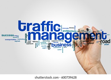 Traffic Management Word Cloud Concept On Grey Background