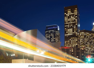 Traffic motion blur at downtown Los Angeles, California - Powered by Shutterstock