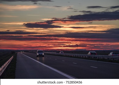Traffic night sunset