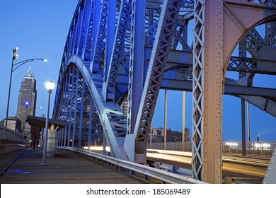 Traffic On The Bridge In Cleveland, Ohio.