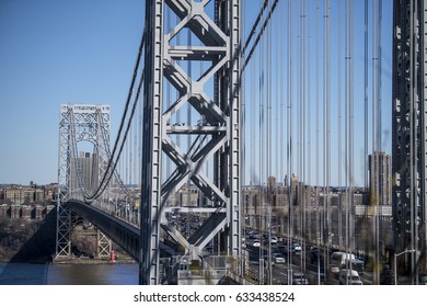 Traffic On The George Washington Bridge Over The Hudson River