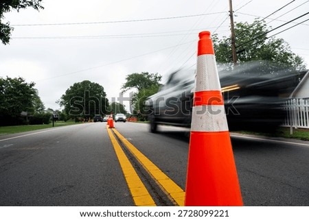 Traffic passing a construction zone