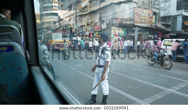 traffic policeman Kolkata / India 15 February 2018\
at Kolkata West Bengal\
India