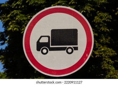 Traffic and road sign No truck prohibited. - Shutterstock ID 2220911127