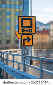 traffic sign for heavy vehicles and turn direction