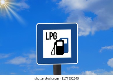 A Traffic Sign Indicating An LPG Gas Station